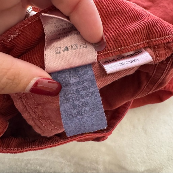 AMO x Free People Washed Red Chloe Corduroy Straight Crop Pants 25 - Picture 7 of 9